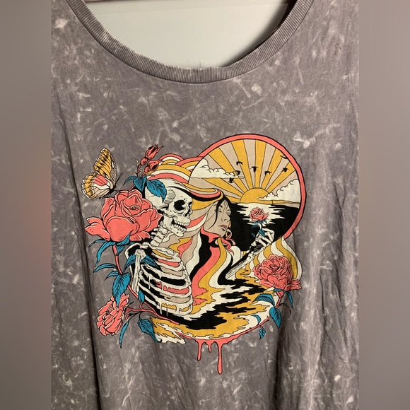 Torrid LoveSick Slashed Back Dress - Cotton Summer Skull Grey Wash - Picture 9 of 12